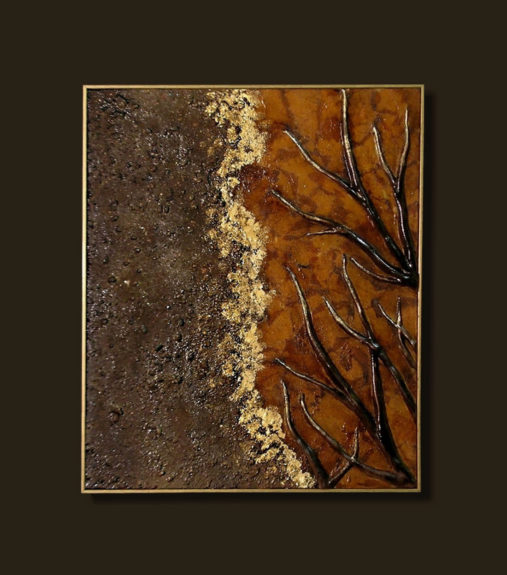 Autunno scultura su tela opera contemporanea sandra marcelloni